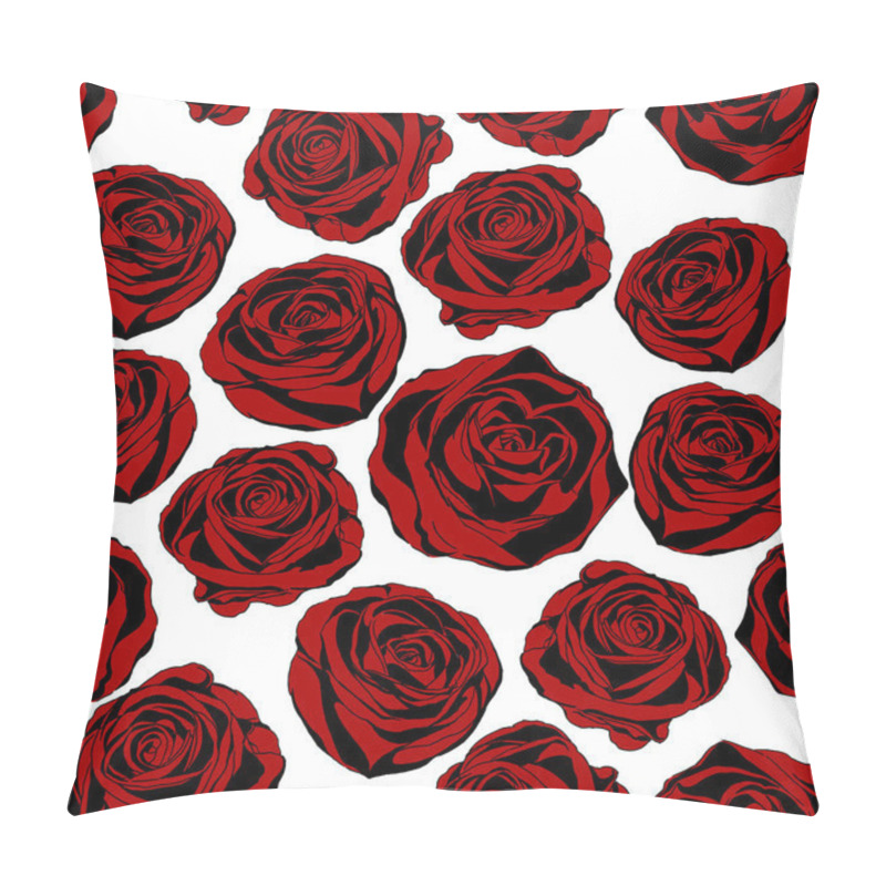 Personality  Seamless Background With Red Roses. Vector Pillow Covers