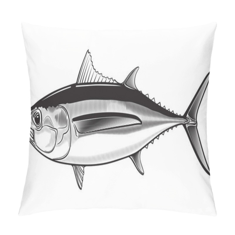 Personality  Tuna Yellow Fin Big Eye Simple Emlem Isolated On White Background . Vector Illustration  Pillow Covers