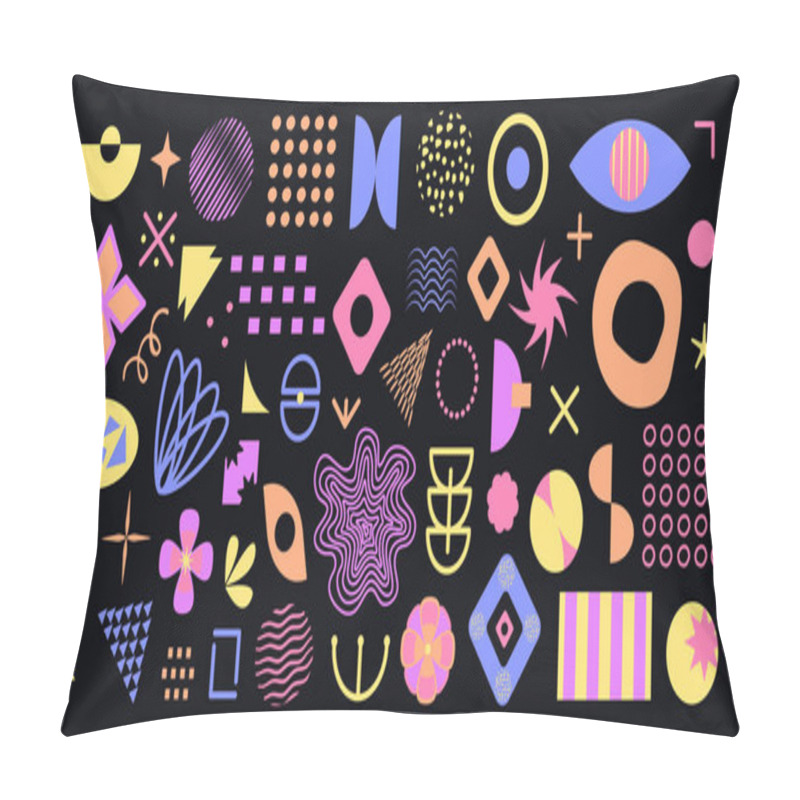 Personality  Color Brutalist Elements Set, Geometric Shapes And Primitive Figures Of Memphis And Swiss Design, Vector Shapes Of Y2k Style Pillow Covers