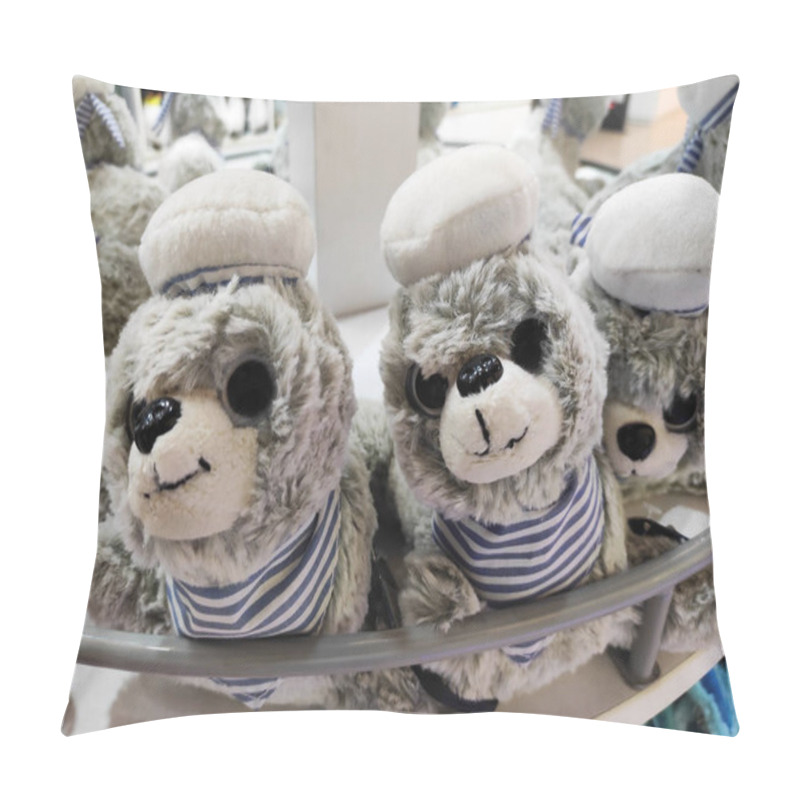 Personality  Children's Soft Plush Gray Toy Navy Seal In A White Hat On The Shop Window Pillow Covers