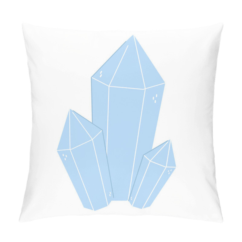 Personality  Cute Cartoon Style Healing Crystals. Blue Doodle Minerals. Isolated On White. Pillow Covers