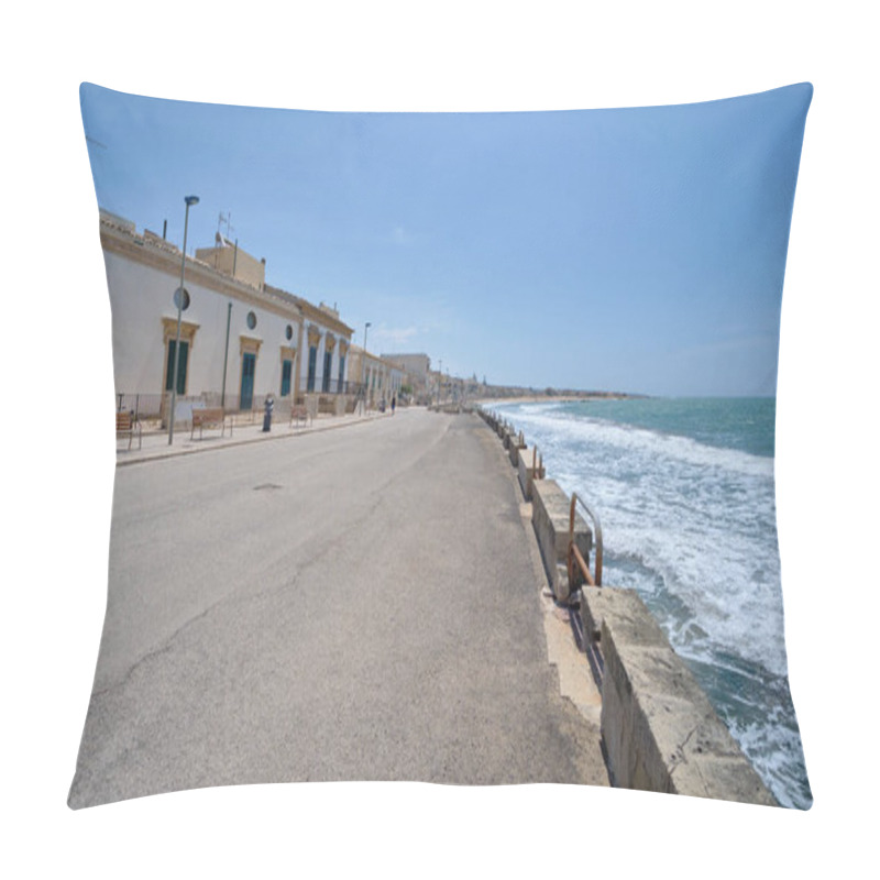 Personality  Italy, Sicily, Mediterranean Sea, Donnalucata (Ragusa Province), Old Stone Houses On The Seafront Pillow Covers