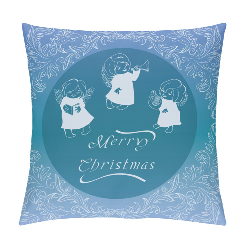 Personality  Rich Ornate Christmas Background With Singing Angels. Pillow Covers