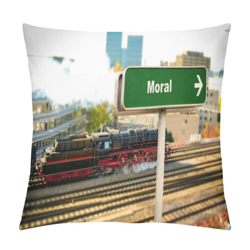 Personality  A Picture With Signposts In The Direction Of Morality In German Pillow Covers