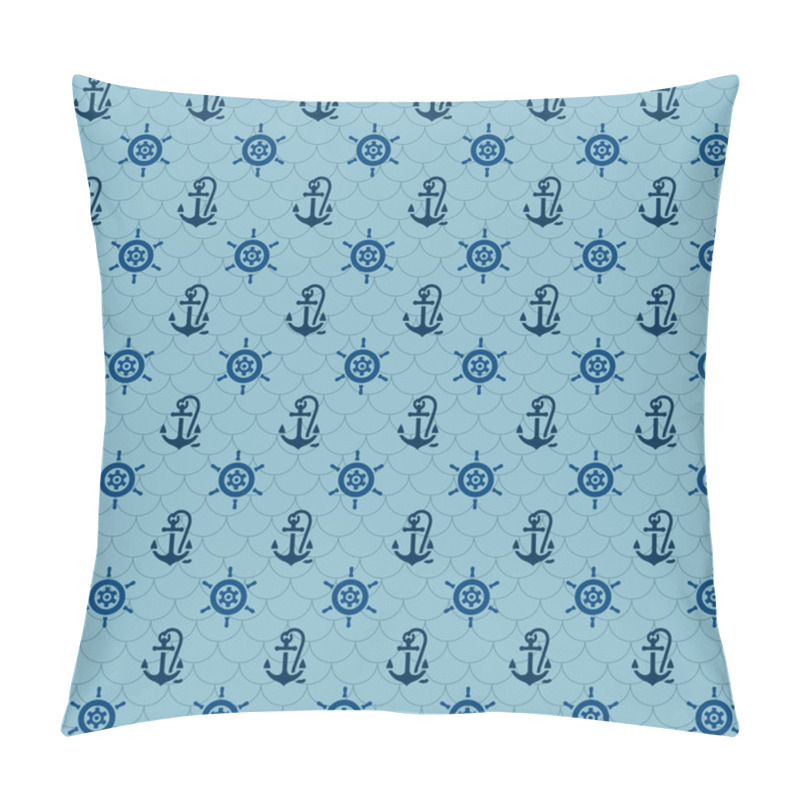 Personality  Seamless Patterns, Navy Anchors And Steering Wheel Pillow Covers