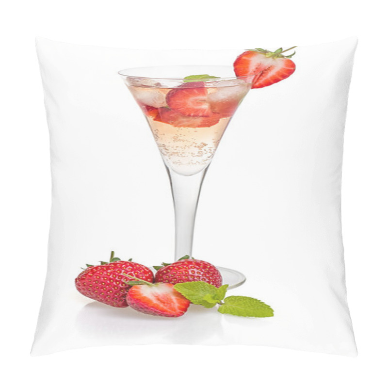 Personality  Drink With Strawberries And Mint In A Champagne Flute Pillow Covers