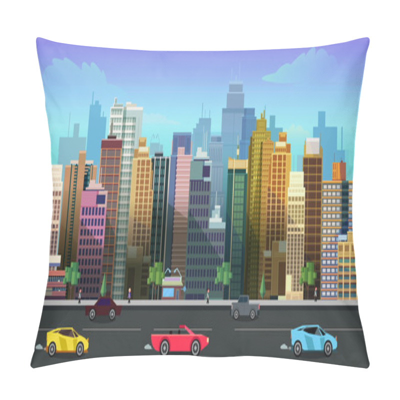 Personality  City Game Background 2d Application. Vector Design. Pillow Covers