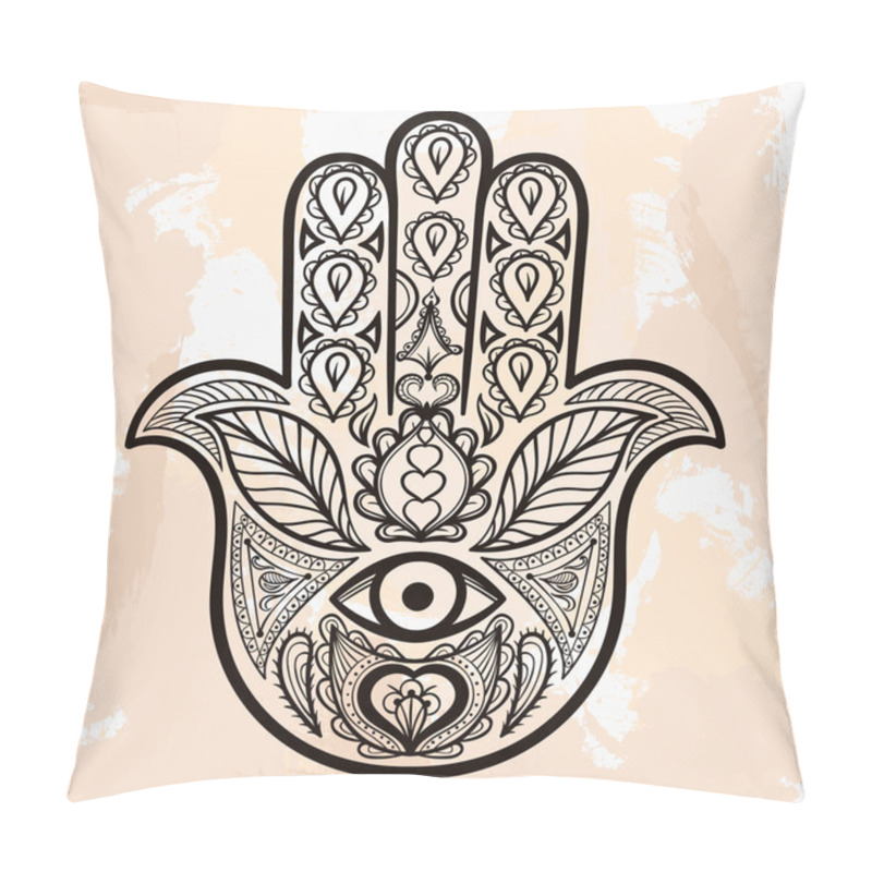 Personality  Zentangle Vector Hamsa Hand, Tattoo In Boho Style, Religion Spir Pillow Covers