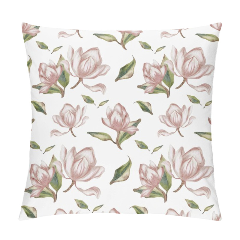 Personality  This Seamless Pattern Features Soft Pink Magnolias And Green Leaves, Ideal For Fabric, Wallpaper, Or Packaging Projects. Pillow Covers