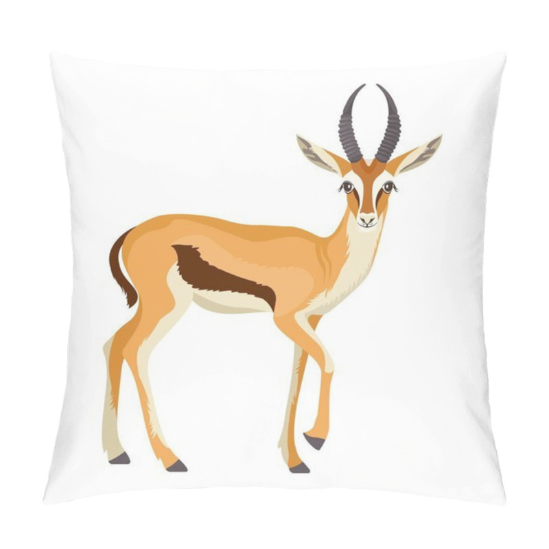 Personality  Gazelle Or Antelope With Horn. African Mammal Animal In Wildlife. Vector Pillow Covers