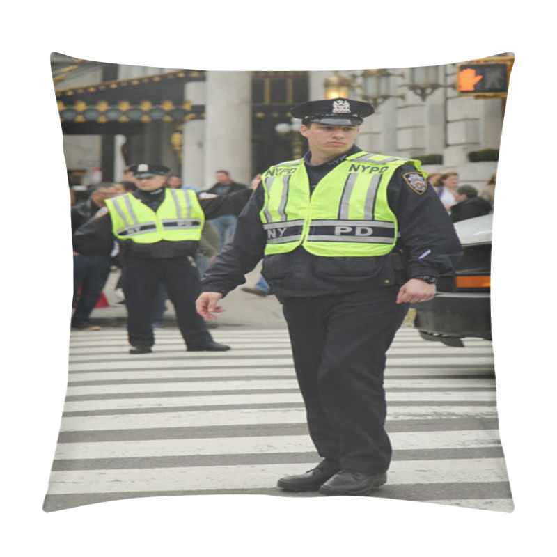 Personality  NYPD Officers Providing Security During St. Patrick's Day Parade In Midtown Manhattan Pillow Covers