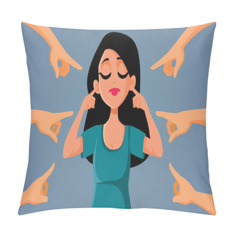 Personality  Woman Ignoring People Blaming Her For No Reason Vector Cartoon Pillow Covers