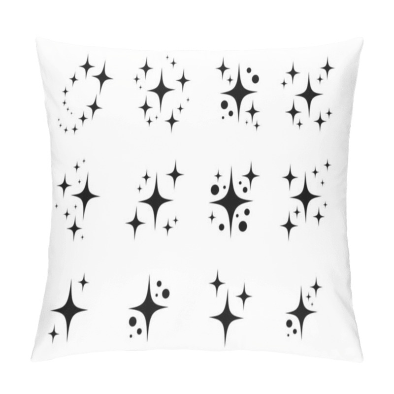 Personality  Black Decorative Sparkles Set, Sparkling Stars, Shiny Flashes Of Fireworks. Collection Original Stars Pillow Covers