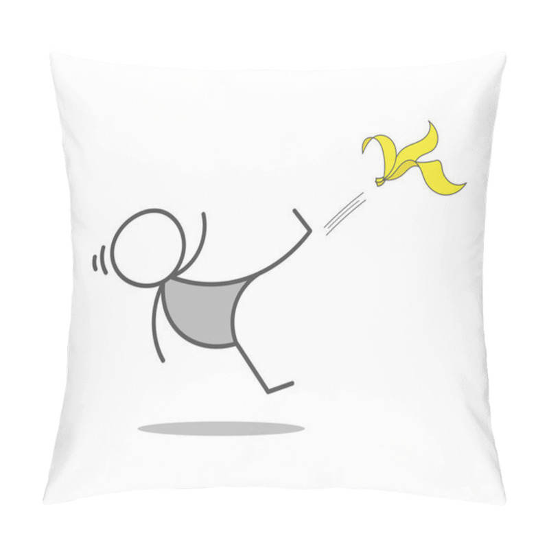 Personality  Stickman Slips On Banana Peel. Pillow Covers