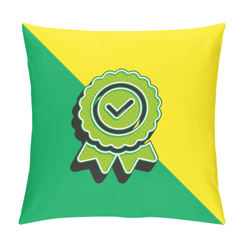 Personality  Badge Green And Yellow Modern 3d Vector Icon Logo Pillow Covers