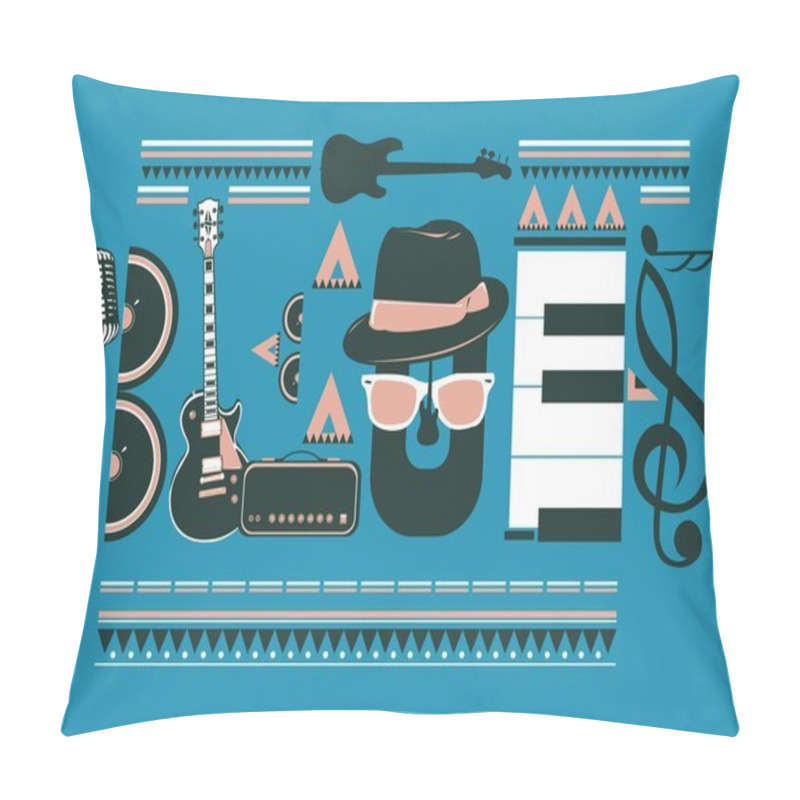 Personality  Vector Blues Music Poster Pillow Covers