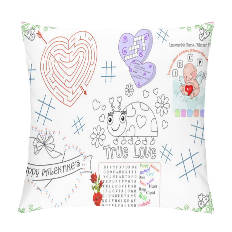 Personality  Placemat Valentine Printable Activity Sheet 4 Pillow Covers