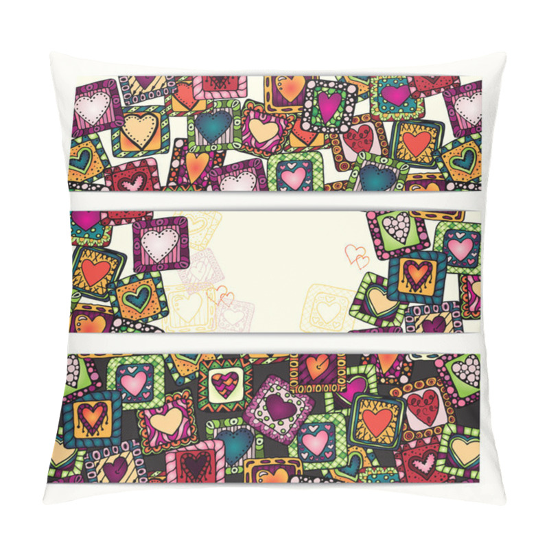 Personality  Unique Abstract Hand Drawn Ethnic Pattern Card Set With Original Hearts Pillow Covers