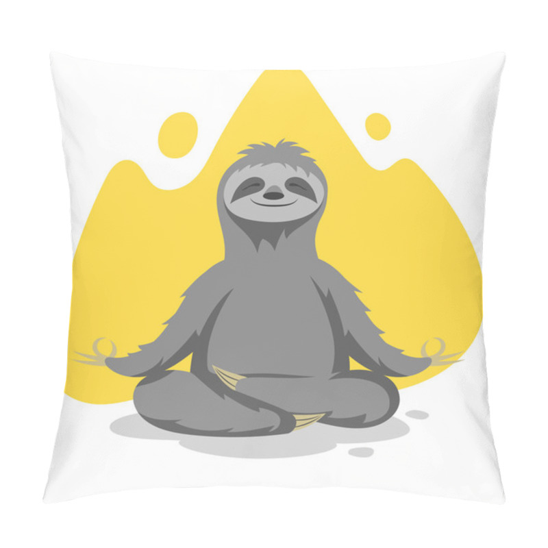 Personality  Vector Illustration Of Happy Cute Sloth Practicing Yoga Exercise Pillow Covers