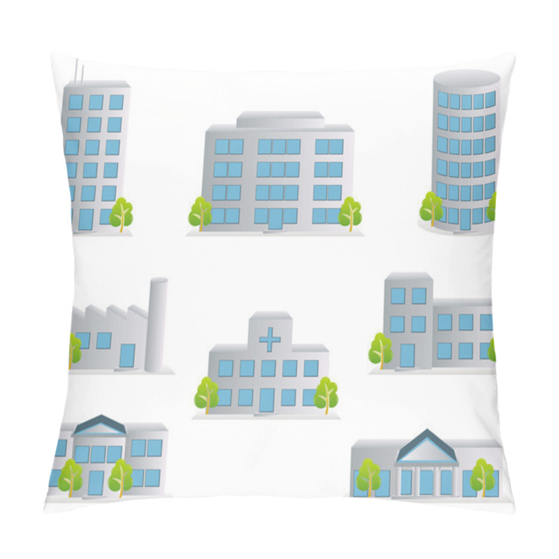 Personality  Building Icons Set Pillow Covers