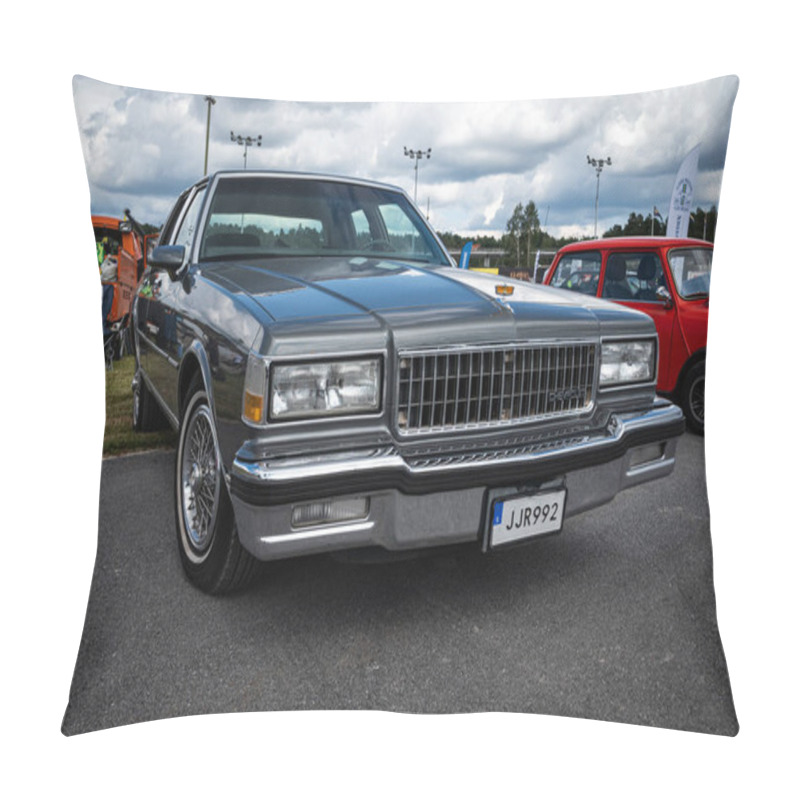 Personality  Stockholm, Sweden - August 3, 2024: Chevrolet Caprice Classic Brougham 1990 Front View At Stockholm Car Meet Pillow Covers