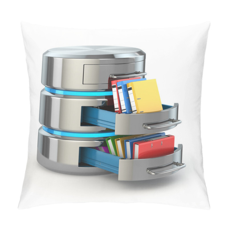 Personality  Database Storage Concept. Hard Disk Icon With Folders  Isolated  Pillow Covers