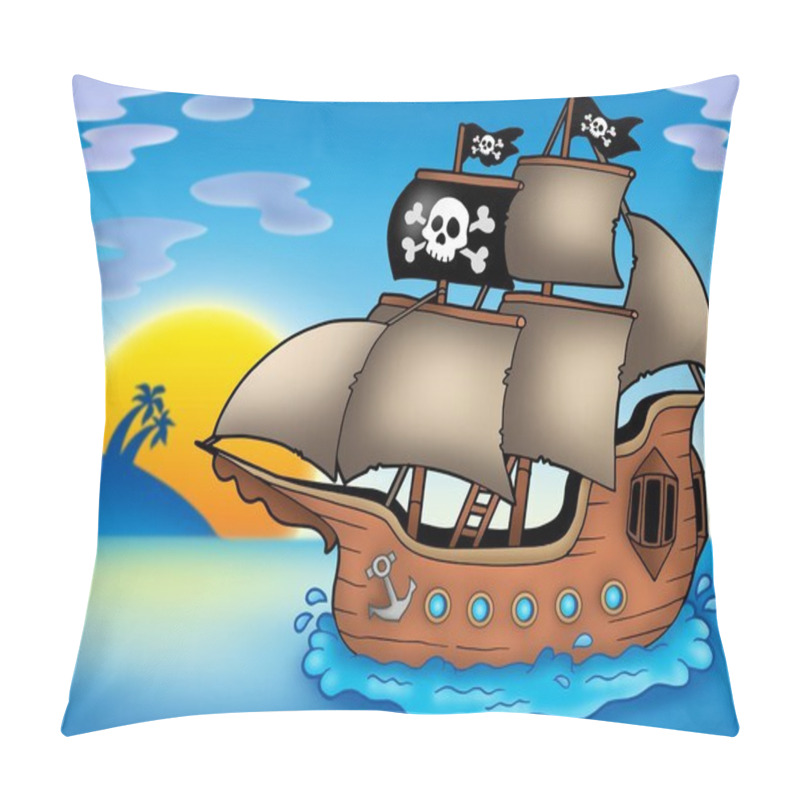 Personality  Pirate Ship On Sea Pillow Covers