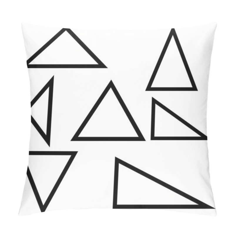 Personality  Triangles Set Vector Illustration. , Various Black Outlined Triangles Pillow Covers