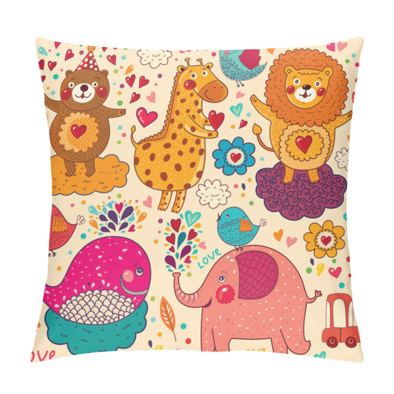 Personality  Background With Funny Animals Pillow Covers