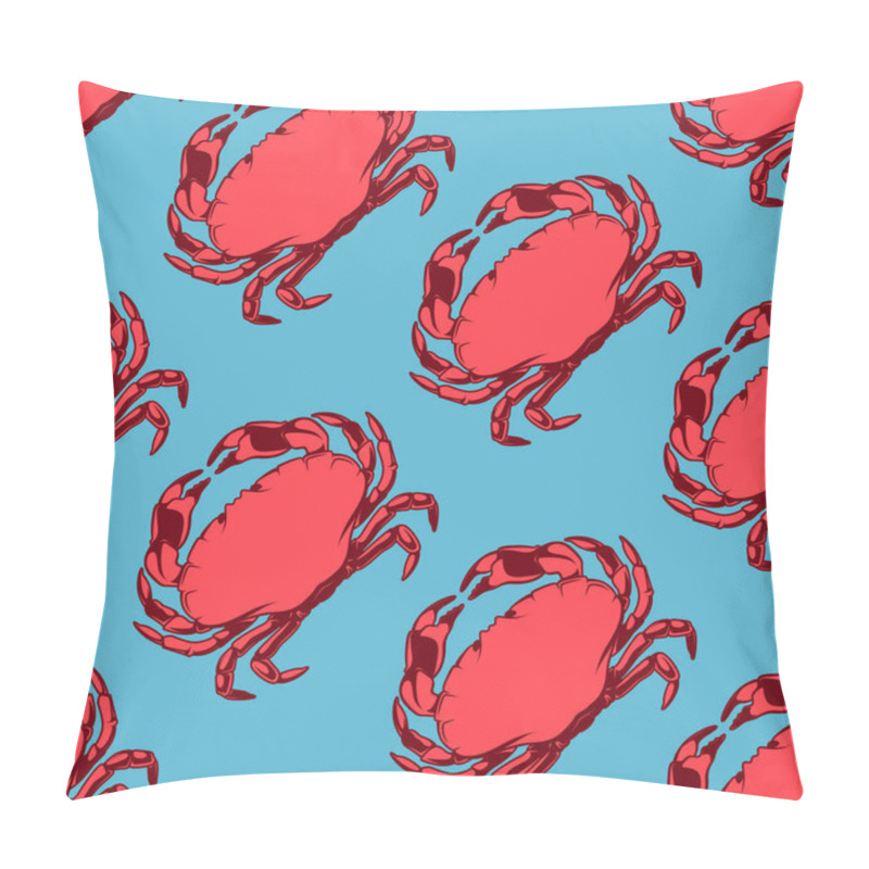 Personality  Seafood Seamless Pattern With Red Crab, Vector Illustration Pillow Covers