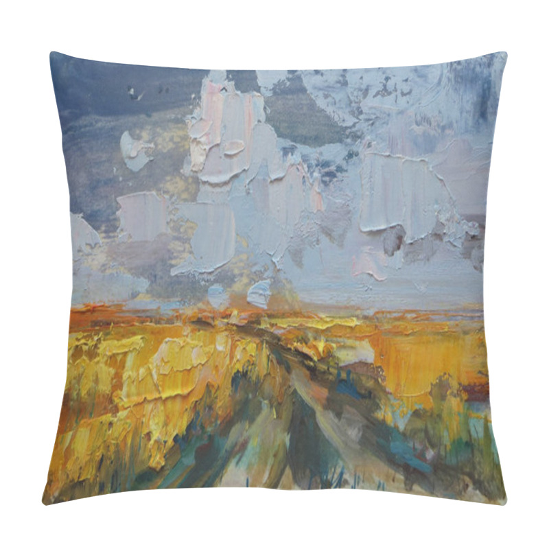 Personality  Wheat Field. Painting. Painting With A Palette Knife. Pillow Covers