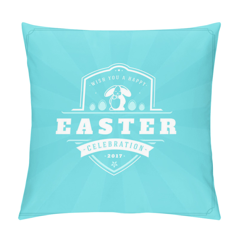 Personality  Happy Easter Greeting Card Design Text Template And Badge Vector Design. Pillow Covers