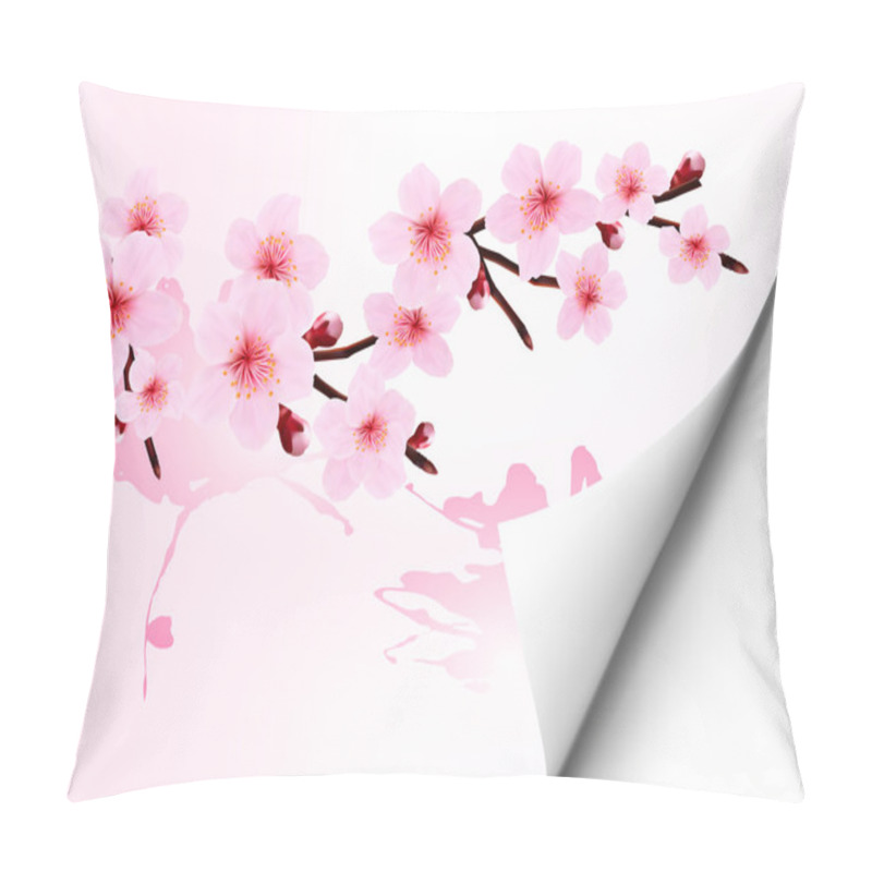 Personality  Spring Background With A Blossoming Sakura Branch. Vector Illust Pillow Covers