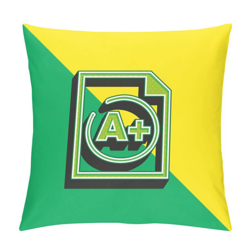 Personality  A Plus Best Test Result Green And Yellow Modern 3d Vector Icon Logo Pillow Covers