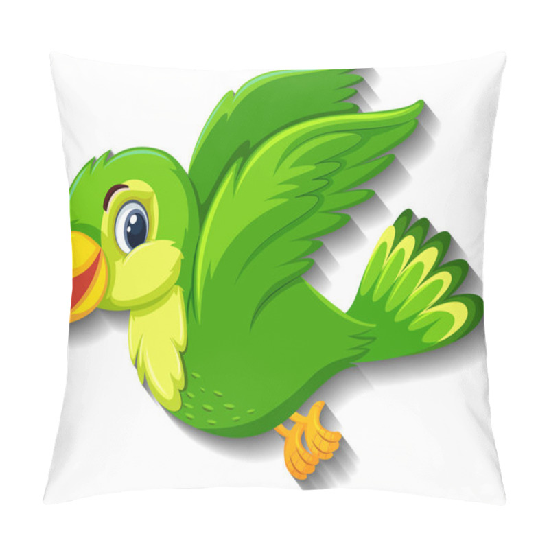 Personality  Cute Green Bird Cartoon Character Illustration Pillow Covers