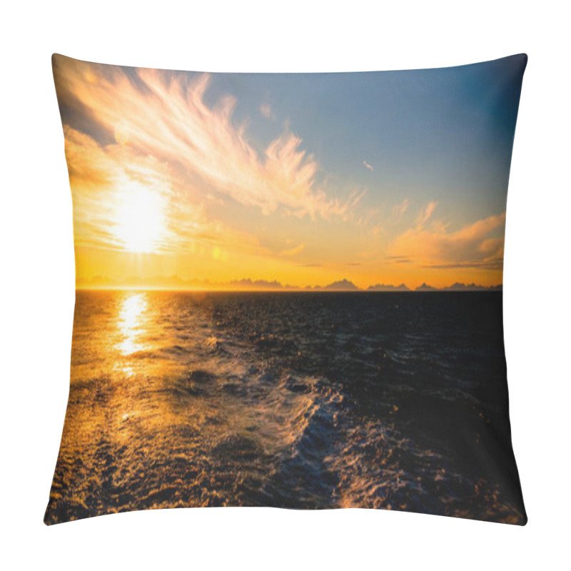 Personality  Sunset And Sunrise Over The Sea And Lofoten Archipelago From The Moskenes - Bodo Ferry In Norway Pillow Covers