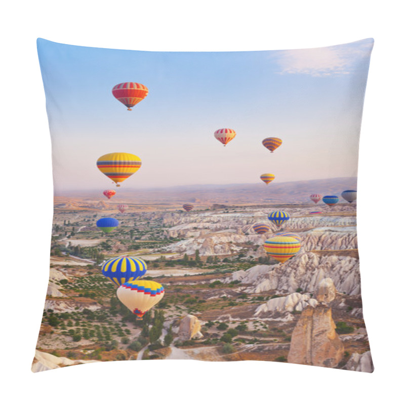 Personality  Hot Air Balloon Flying Over Cappadocia Turkey Pillow Covers