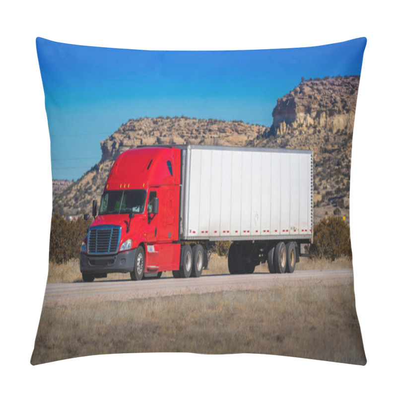 Personality  Eighteen Wheel Big Rig Tractor With Trailer On Highway. Trucking Industry Pillow Covers