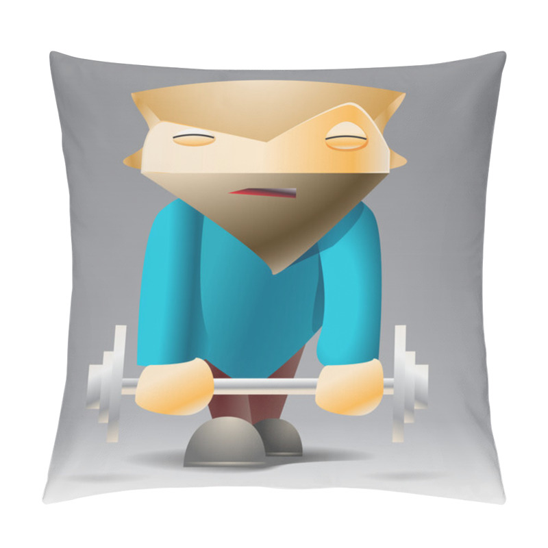 Personality  Vector Sportsman With A Dumbbell. Pillow Covers