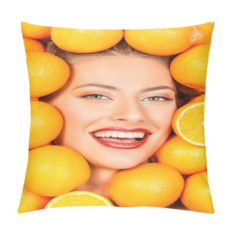 Personality  Orange Fun. Healthy Eating Concept. Pillow Covers