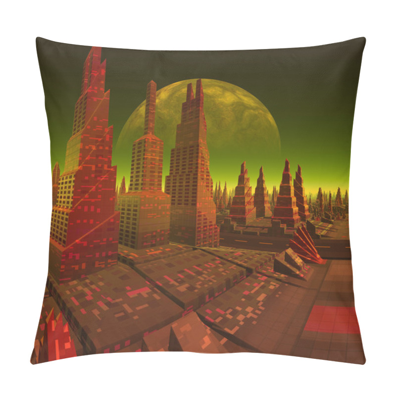 Personality  Futuristic Alien City - Computer Artwork Pillow Covers