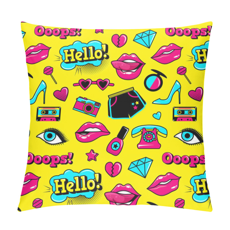 Personality  Set Of Stickers And Patches In Cartoon 80s-90s Comic Style In Vector. Pillow Covers