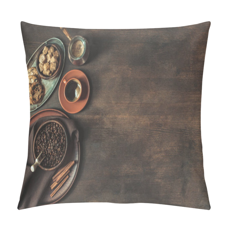 Personality  Coffee With Beans And Brown Sugar With Cookies Pillow Covers