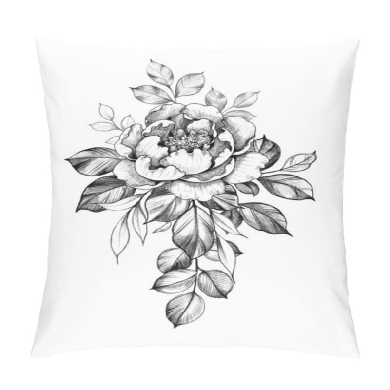 Personality  Hand Drawn Flower With Leaves Pillow Covers