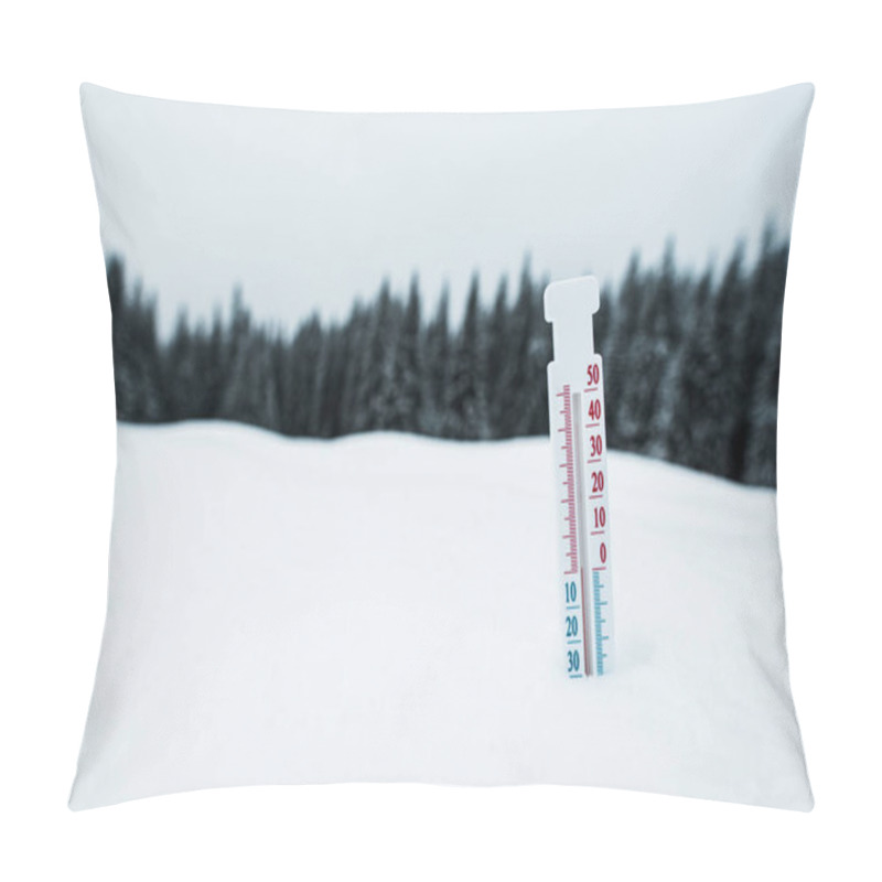 Personality  Thermometer In Mountains Covered With Snow With Pine Trees Pillow Covers