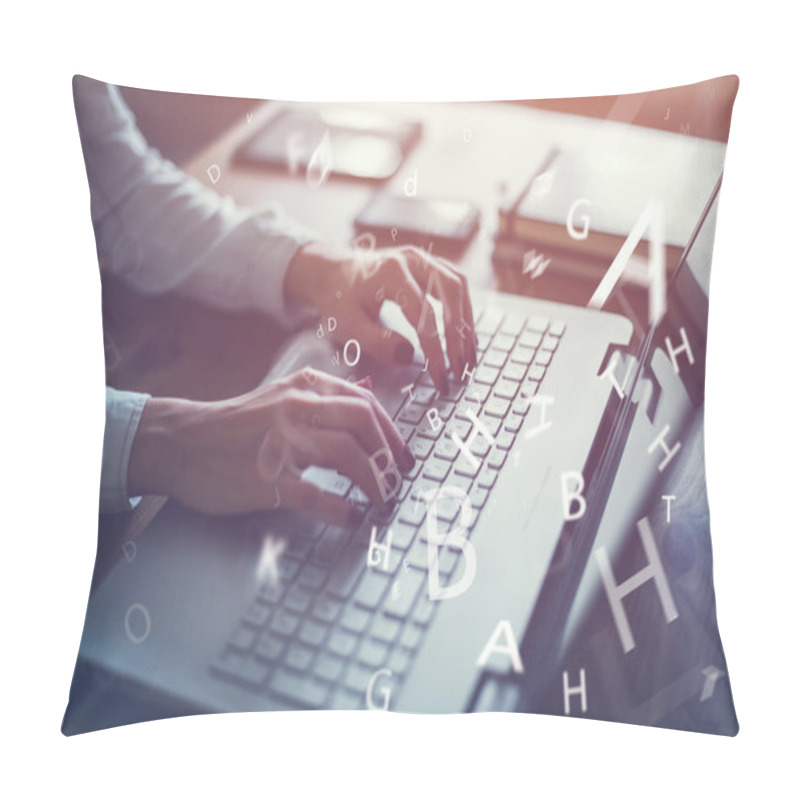 Personality  Working At Home With Laptop Woman Pillow Covers