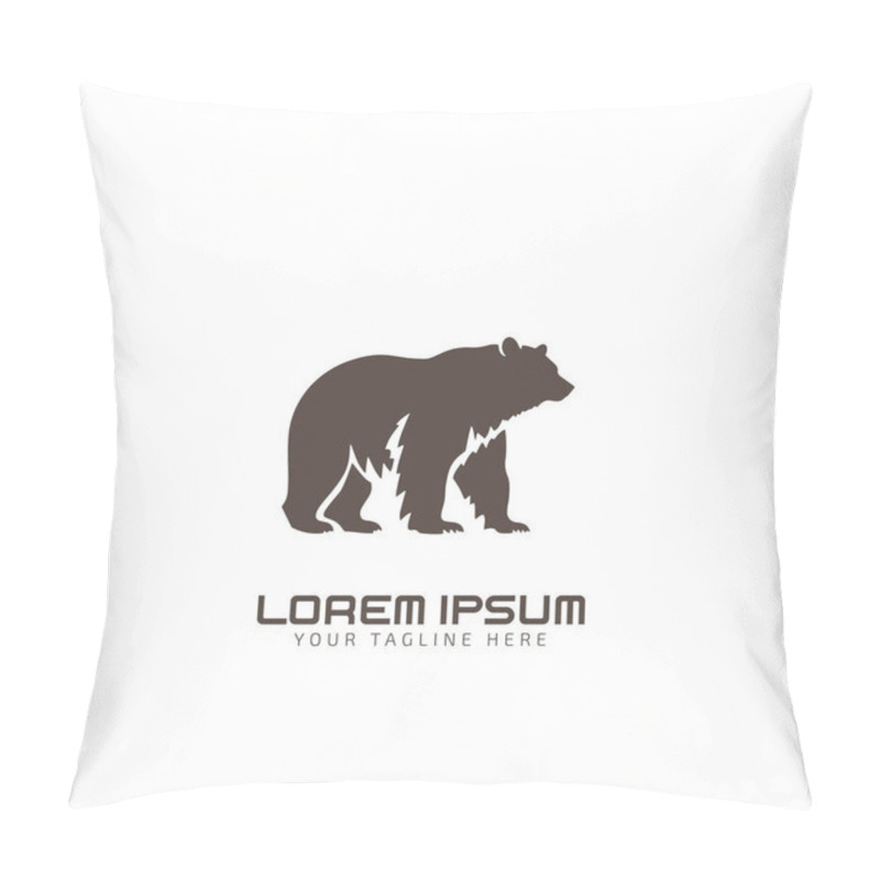 Personality  Bear Logo Vector Illustration, Emblem Icon Design Pillow Covers