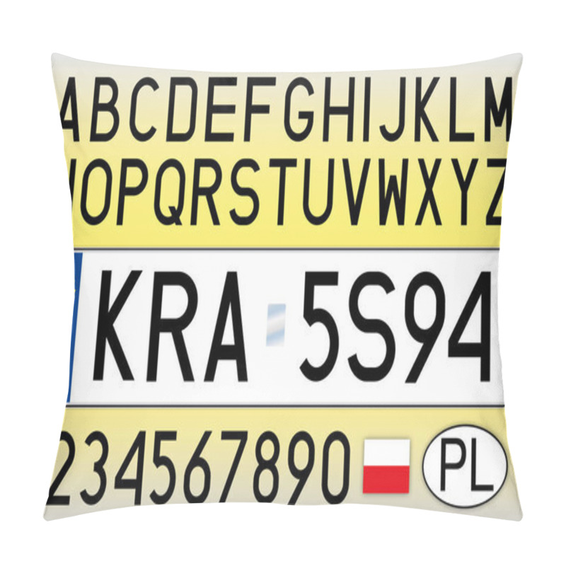 Personality  Poland Car License Plate, Letters, Numbers And Symbols, Vector Illustration Pillow Covers