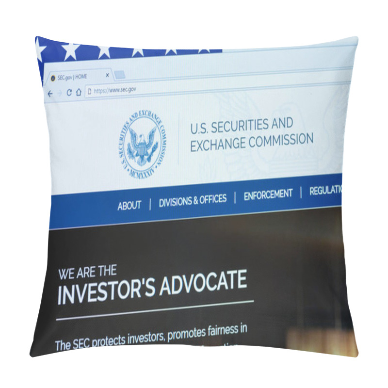 Personality  KYRENIA, CYPRUS - SEPTEMBER 10, 2018: Website Of U.S. Securities And Exchange Commission Displayed On The Computer Screen. SEC Is An Independent Agency Of The United States Federal Government. Pillow Covers