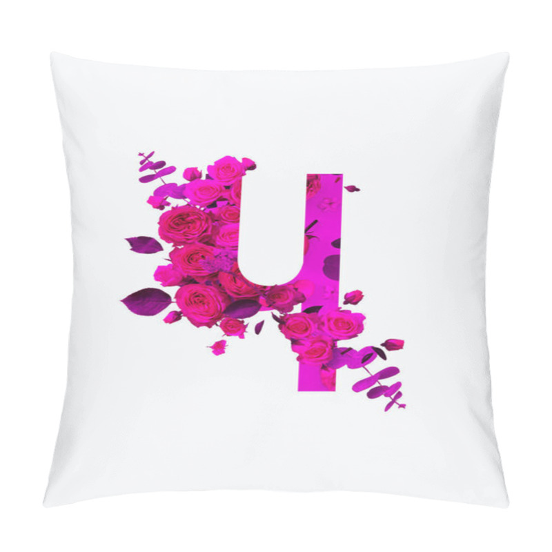 Personality  Cyrillic Letter With Bright Pink Flowers Isolated On White Pillow Covers